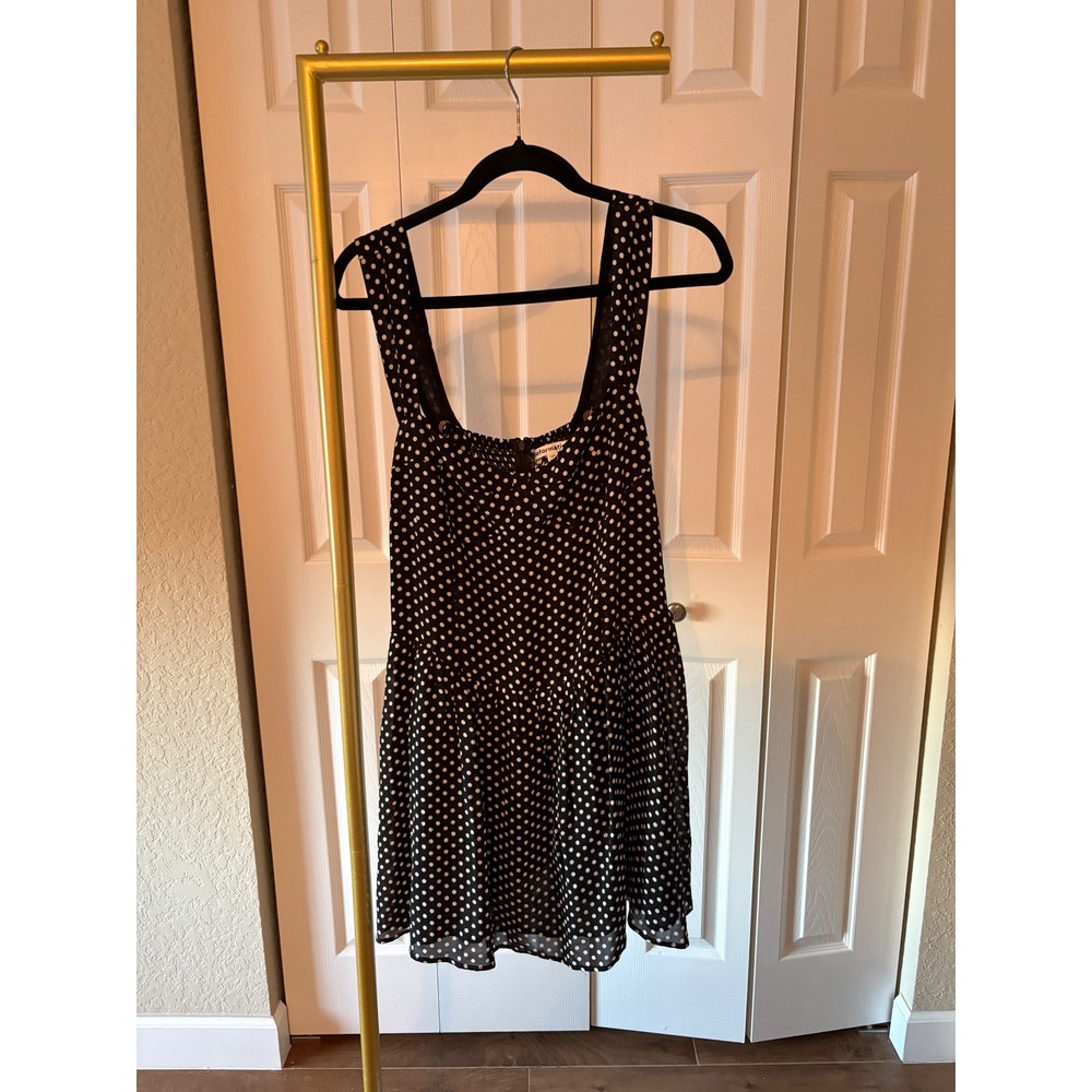 Reformation Taiga Dress Black White Polka Dot Mini Smocked Back 12P Tank Skater